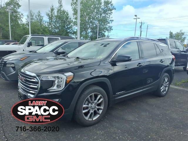 2022 GMC Terrain SLT in Ebony Twilight Metallic — front three-quarter view